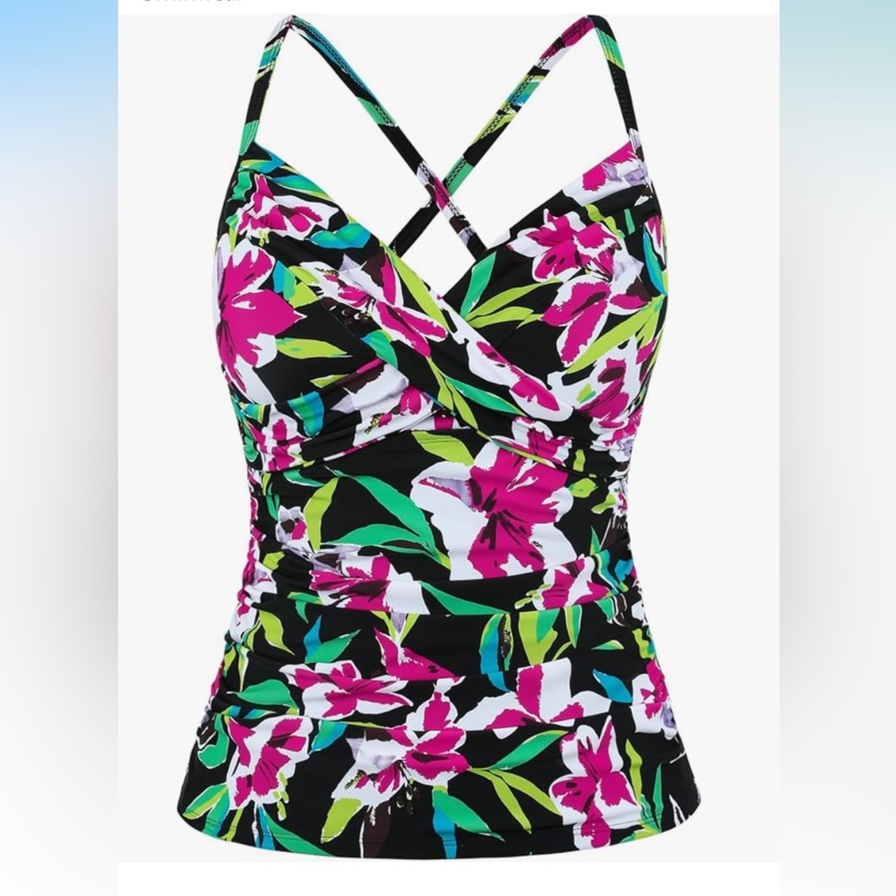 Ruched Tummy Control Tankini Top